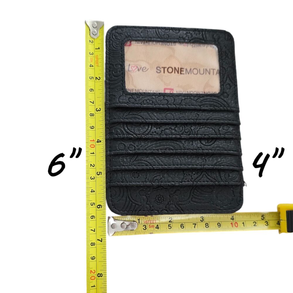 Black Stone Mountain Leather Wallet Card ID Holder Paisley Embossed - Picture 2 of 5